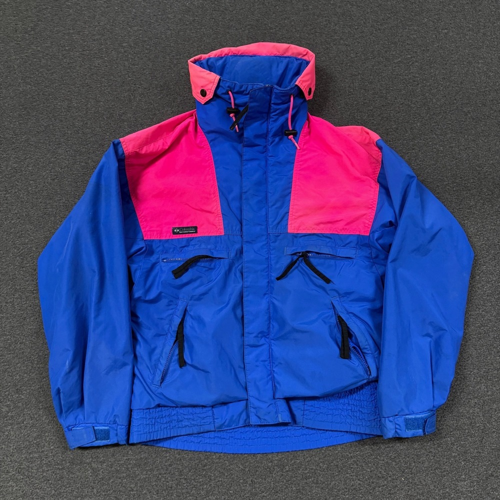 Vintage Columbia Vamoose Jacket Mens S Blue Pink Good Colorblock Radial Sleeve